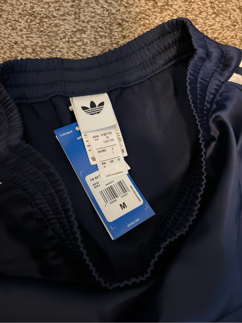 adidas Navy Lace-Trim Athletic Shorts with Three Stripes - Picture 5 of 6